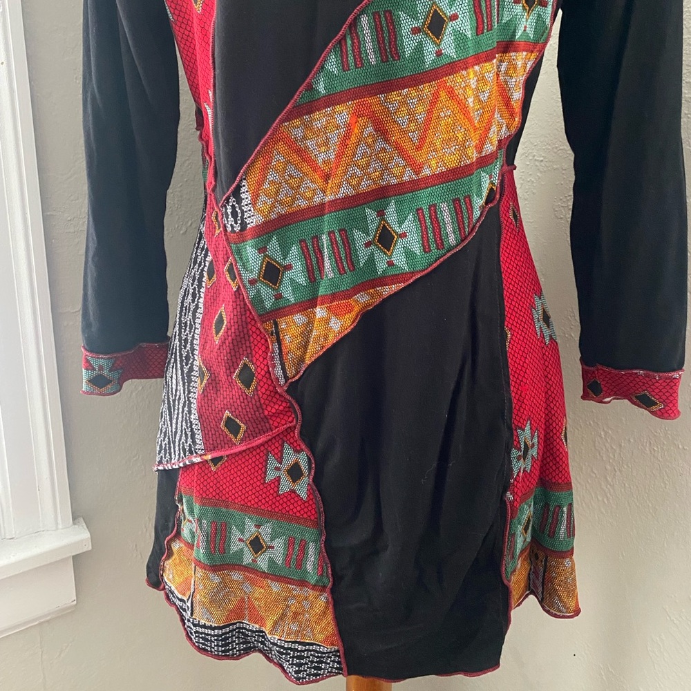 Parsley & Sage Art Retro Asymmetrical Abstract Multicolor 3/4 Sleeve Tunic Top S - Picture 8 of 10